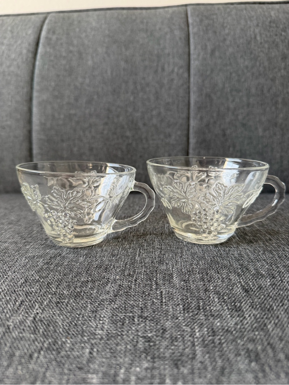 Anchor hocking Clear Glass Grape Embossed Teacup - Set of 2